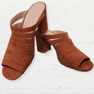 Nordstrom Abound size 9 Alia Cognac faux suede block heel mule shoe